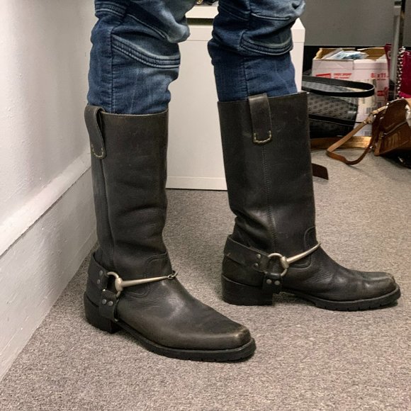 GUCCI Vintage Leather Horse-Bit Boots Motorcycle Woman's US Size 10 Best Priced - Picture 1 of 9
